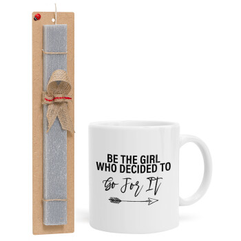 Be the girl who decided to, Easter Set, Ceramic Cup (330ml) & Easter aromatic flat candle (30cm) (GRAY)