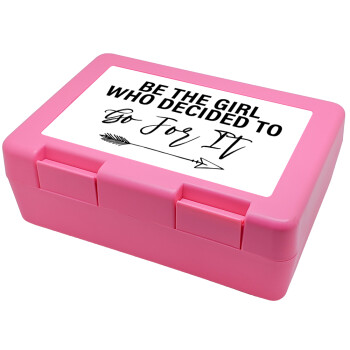 Be the girl who decided to, Children's cookie container PINK 185x128x65mm (BPA free plastic)