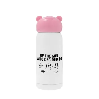 Be the girl who decided to, Pink stainless steel thermal flask, 320ml