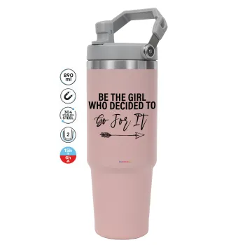 Be the girl who decided to, ΡΟΖ χρώματος Θερμός Ανοξείδωτο 890ml (30oz) με χερούλι