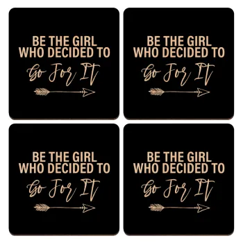 Be the girl who decided to, ΣΕΤ x4 Σουβέρ ξύλινα τετράγωνα plywood (9cm)