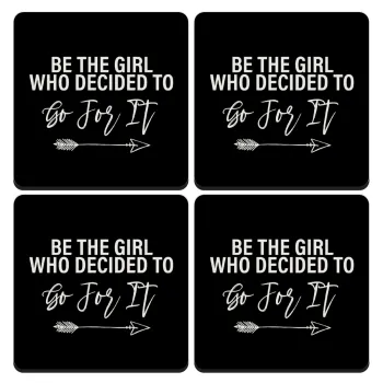 Be the girl who decided to, ΣΕΤ 4 Σουβέρ ξύλινα τετράγωνα (9cm)