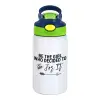 Children's hot water bottle, stainless steel, with safety straw, green, blue (350ml)