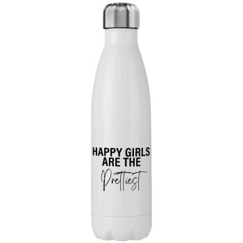 Happy girls are the prettiest, Μεταλλικό παγούρι θερμός (Stainless steel), διπλού τοιχώματος, 750ml