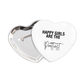 Happy girls are the prettiest, Κονκάρδα παραμάνα καρδιά (57x52mm)
