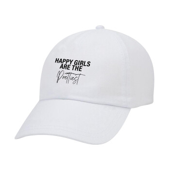 Happy girls are the prettiest, Καπέλο Jockey baseball Λευκό (snapback, 5-φύλλο, unisex)