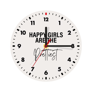 Happy girls are the prettiest, Wooden wall clock (20cm)