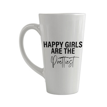 Happy girls are the prettiest, Κούπα κωνική Latte Μεγάλη, κεραμική, 450ml