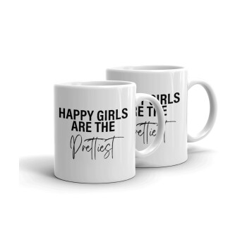Happy girls are the prettiest, Κουπάκια λευκά, κεραμικό, για espresso 75ml (2 τεμάχια)