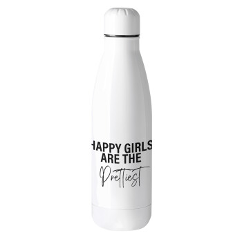 Happy girls are the prettiest, Μεταλλικό παγούρι θερμός (Stainless steel), 500ml
