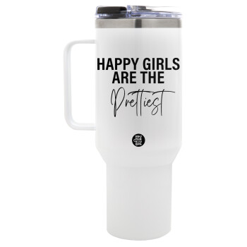 Happy girls are the prettiest, Mega Stainless steel Tumbler with lid, double wall 1,2L