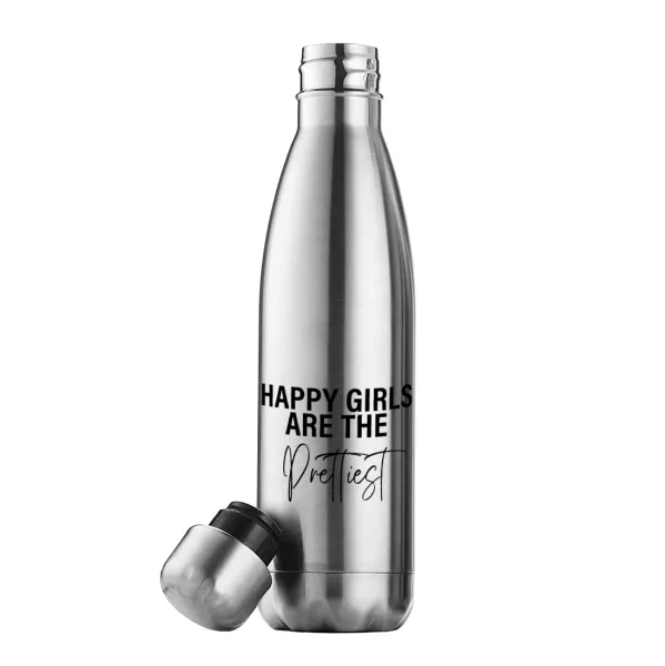 Happy girls are the prettiest — Inox (Stainless steel) double-walled metal mug, 500ml