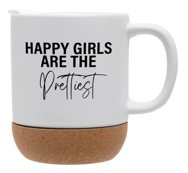 Happy girls are the prettiest — Ceramic coffee mug Cork (MAT), 330ml
