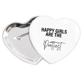 Happy girls are the prettiest, Κονκάρδα παραμάνα καρδιά (57x52mm)