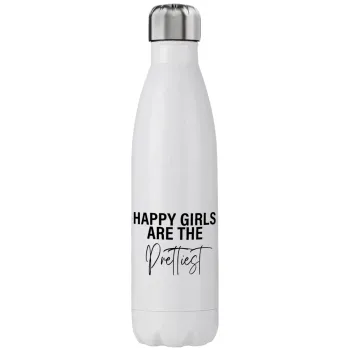 Happy girls are the prettiest, Μεταλλικό παγούρι θερμός (Stainless steel), διπλού τοιχώματος, 750ml