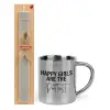 Easter Set, metallic thermal cup (300ml) & Easter aromatic flat candle (30cm) (GRAY)