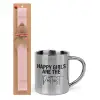 Easter Set, metallic thermal cup (300ml) & aromatic flat Easter candle (30cm) (PINK)
