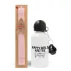Easter Set, metallic aluminum bottle (500ml) & aromatic flat Easter candle (30cm) (PINK)