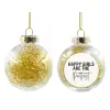 Transparent Christmas tree ball ornament with gold filling 8cm