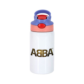 ABBA, Children's hot water bottle, stainless steel, with safety straw, pink/purple (350ml)
