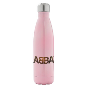 ABBA, Μεταλλικό παγούρι θερμός Ροζ Ιριδίζον (Stainless steel), διπλού τοιχώματος, 500ml