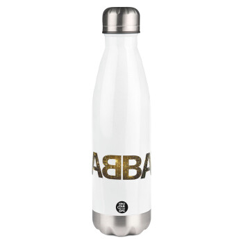 ABBA, Μεταλλικό παγούρι θερμός Λευκό (Stainless steel), διπλού τοιχώματος, 500ml