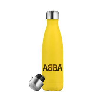 ABBA, Μεταλλικό παγούρι θερμός Κίτρινος (Stainless steel), διπλού τοιχώματος, 500ml