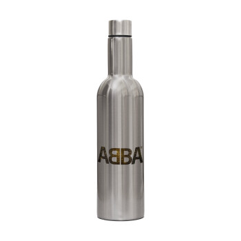 ABBA, Μεταλλικό παγούρι με μακρύ λαιμό θερμός ασημένιο (Stainless steel), διπλού τοιχώματος, 750ml