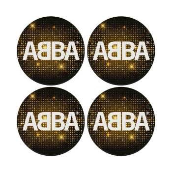 ABBA, SET of 4 round wooden coasters (9cm)