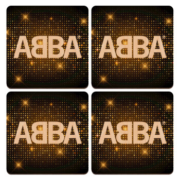 ABBA, ΣΕΤ x4 Σουβέρ ξύλινα τετράγωνα plywood (9cm)