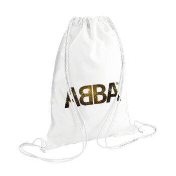 ABBA, Τσάντα πλάτης πουγκί GYMBAG λευκή (28x40cm)