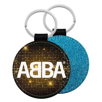 ABBA, Μπρελόκ Δερματίνη, στρογγυλό ΜΠΛΕ (5cm)