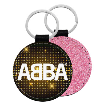 ABBA, Μπρελόκ Δερματίνη, στρογγυλό ΡΟΖ (5cm)