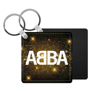 ABBA, Μπρελόκ Δερματίνη, τετράγωνο ΜΑΥΡΟ (5x5cm)