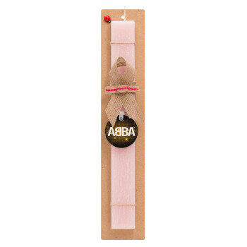 ABBA, Πασχαλινό Σετ, ξύλινο μπρελόκ & πασχαλινή λαμπάδα αρωματική πλακέ (30cm) (ΡΟΖ)
