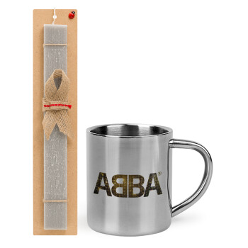 ABBA, Πασχαλινό Σετ, μεταλλική κούπα θερμό (300ml) & πασχαλινή λαμπάδα αρωματική πλακέ (30cm) (ΓΚΡΙ)