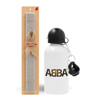 ABBA, Πασχαλινό Σετ, παγούρι μεταλλικό  αλουμινίου (500ml) & πασχαλινή λαμπάδα αρωματική πλακέ (30cm) (ΓΚΡΙ)