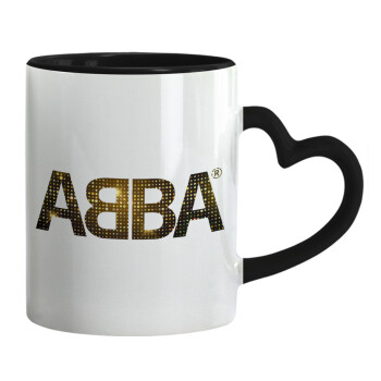 ABBA, Κούπα καρδιά χερούλι μαύρη, κεραμική, 330ml
