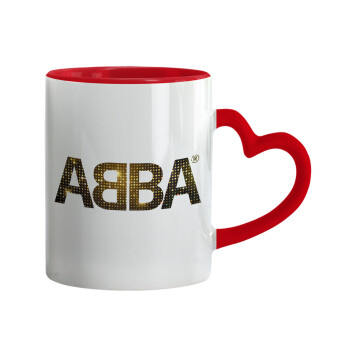 ABBA, Κούπα καρδιά χερούλι κόκκινη, κεραμική, 330ml