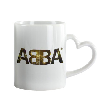 ABBA, Κούπα καρδιά χερούλι λευκή, κεραμική, 330ml