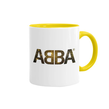 ABBA, Κούπα χρωματιστή κίτρινη, κεραμική, 330ml