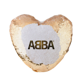ABBA, Μαξιλάρι καναπέ καρδιά Μαγικό Χρυσό με πούλιες 40x40cm περιέχεται το  γέμισμα