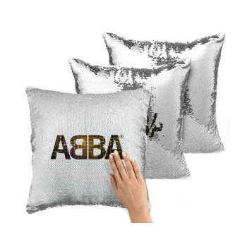 ABBA, Μαξιλάρι καναπέ Μαγικό Ασημένιο με πούλιες 40x40cm περιέχεται το γέμισμα