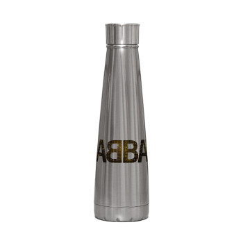 ABBA, Μεταλλικό παγούρι θερμός πυραμίδα Ασημένιο (Stainless steel), διπλού τοιχώματος, 420ml