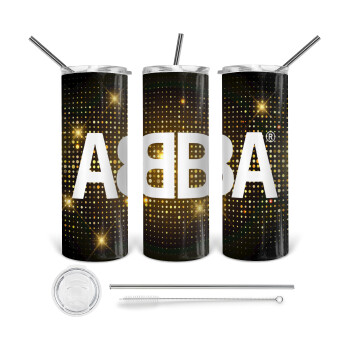 ABBA, 360 Eco friendly ποτήρι θερμό (tumbler) από ανοξείδωτο ατσάλι 600ml, με μεταλλικό καλαμάκι & βούρτσα καθαρισμού