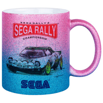 SEGA RALLY 2, Κούπα Χρυσή/Μπλε Glitter, κεραμική, 330ml