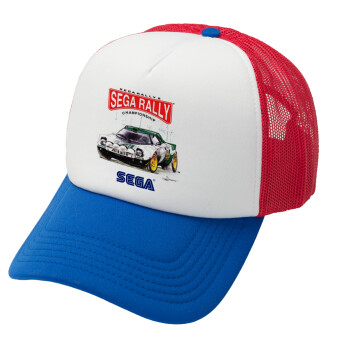 SEGA RALLY 2, Καπέλο Soft Trucker με Δίχτυ Red/Blue/White 