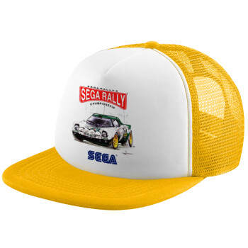 SEGA RALLY 2, Καπέλο Ενηλίκων Soft Trucker με Δίχτυ Κίτρινο/White (POLYESTER, ΕΝΗΛΙΚΩΝ, UNISEX, ONE SIZE)
