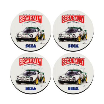 SEGA RALLY 2, SET of 4 round wooden coasters (9cm)