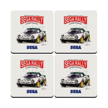SEGA RALLY 2, ΣΕΤ 4 Σουβέρ ξύλινα τετράγωνα (9cm)